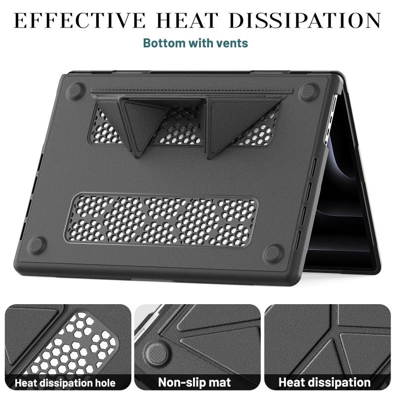Leather-Style Laptop Case With Ventilated Stand MacBook Air 13 15 16 Inch Pro M1 M2 M3 M4 Models