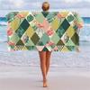 Boho Tropical Leaves Beach Towel Oversized Sand Free Microfiber Bath Towel Quick Dry Swim Pool Travel Picnic Blanket