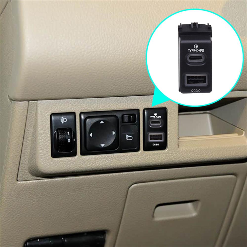 18W Car Charger Type-C+QC3.0 Fast Charging Fit For Nissan Patrol Y61 Y62 Altinma