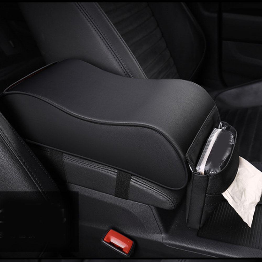 Leather Auto Protection Cushion with Pocket Arm Rest Protector Mat Car Armrest Pad  Central Console
