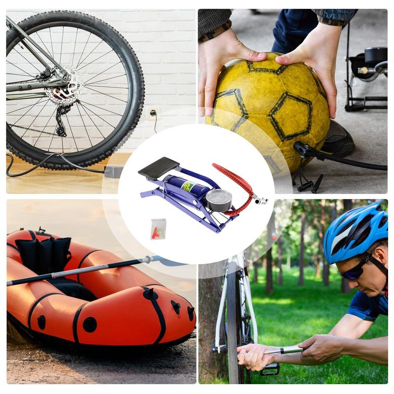 Pompka nożna Pompka do piłek Inflator Z manometrem Pompka przenośna Pompka do opon Pompka powietrza Do piłek sportowych Opon samochodowych Motocyklowych Rowerowych