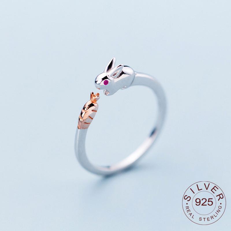 Xiaomi Genuine BFCLUB  Silver Color Rabbit Carrot Wedding Rings for Women Minimalist Thin Circle Gem Rings Jewelry Carving S