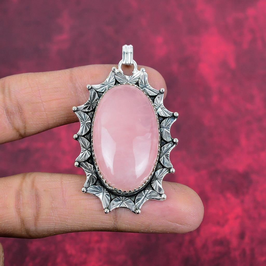 Rose Quartz Jewelry, 925 Solid Sterling Silver Pendant Handmade Gemstone Jewelry, Gifts For Wife Brand New Pendant