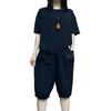 Chic Women's Plus Size Summer Two-Piece Set: Loose Short Sleeve T-shirt and Capris.