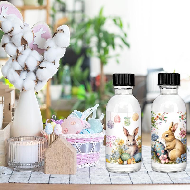 6PC Self-Adhesive Stickers Seasonal Decoration Easter Bunny Decals Easter Rectangle Shape For DIY Mugs Tea Cups