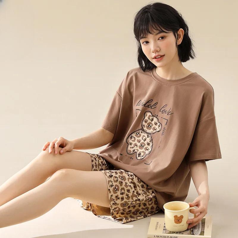 

Новая летняя пижама для женщин, шорты с короткими рукавами, домашняя одежда с героями мультфильмов, чистый хлопок, милая и симпатичная XXL