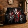 Retro God of War Spiel Kratos Flanelldecke Weiche Warme Überwurfdecke für Schlafzimmer Wohnzimmer Bett Reise Camping Picknick Geschenk