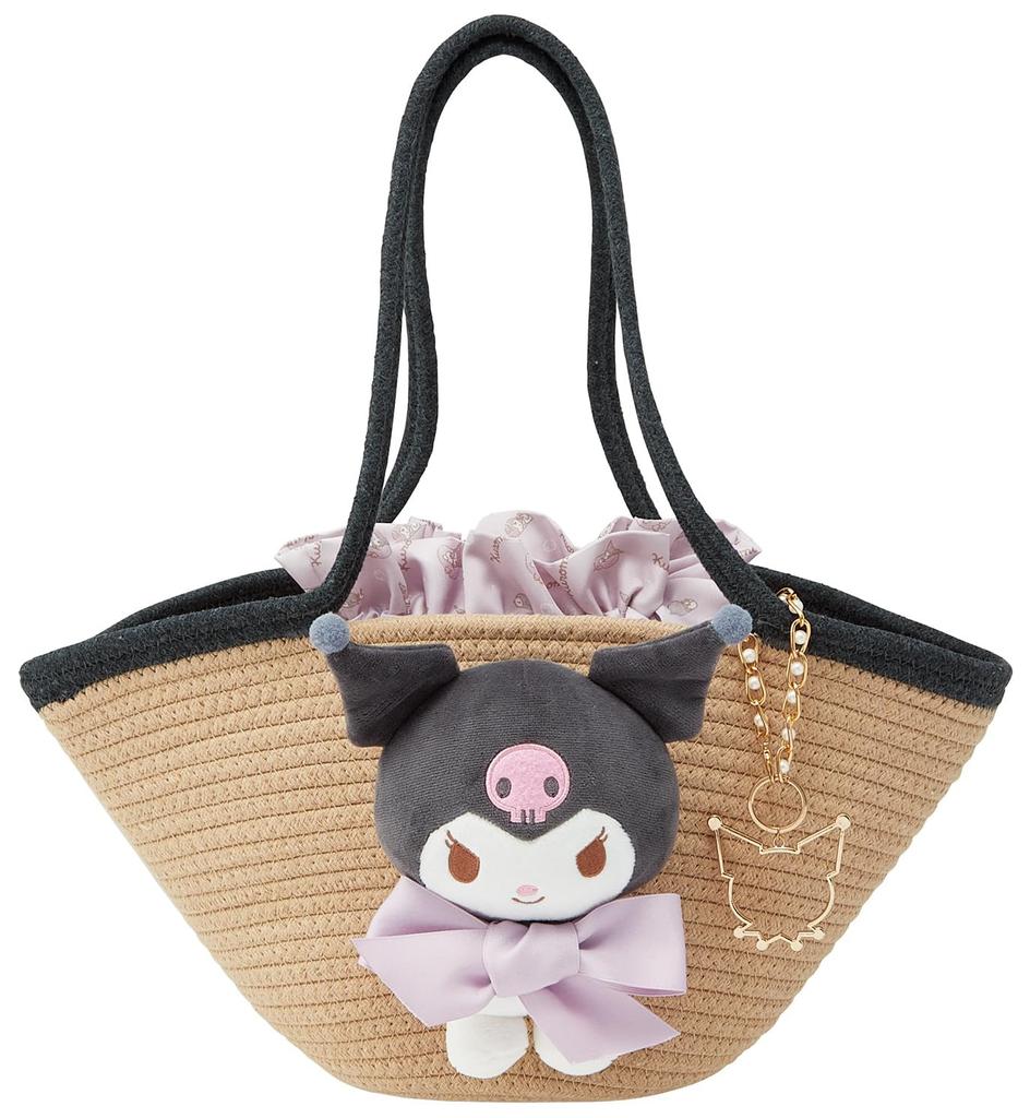 Skater Plush Bag with Drawstring Sanrio Kuromi Basket-Style Charm, KNBB1-A
