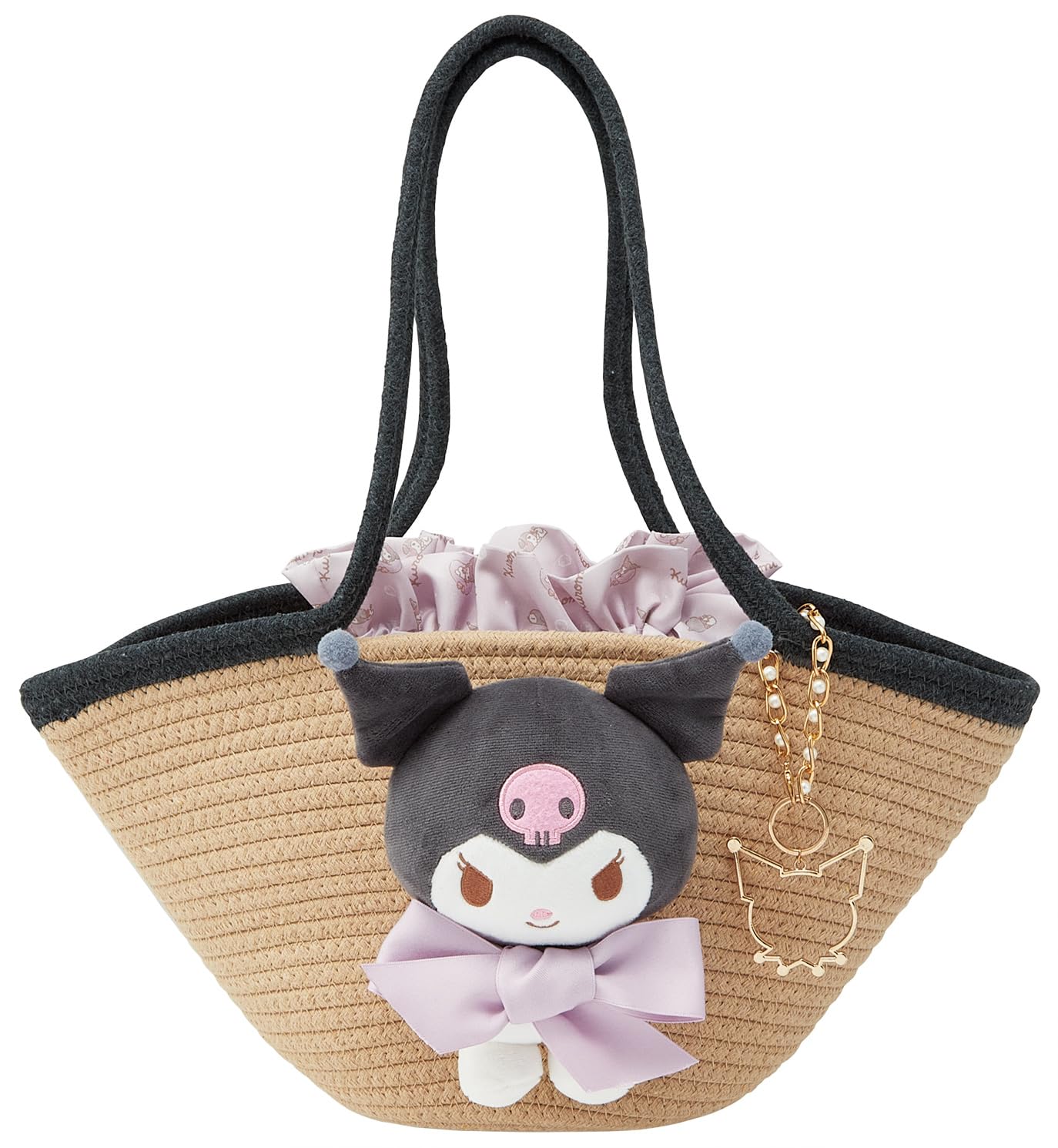 

Плюшевая сумка-корзина Skater, сумка-мешок на шнурке с брелком Sanrio Kuromi, в стиле корзины KNBB1-A