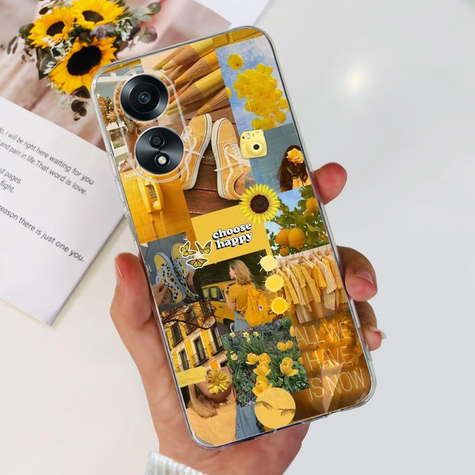 For Cover Oppo A58 4G CPH2577 Case Love Heart Butterfly Cover Shell For Oppo A78 5G 4G CPH2565 Soft Clear TPU Bumper Etui