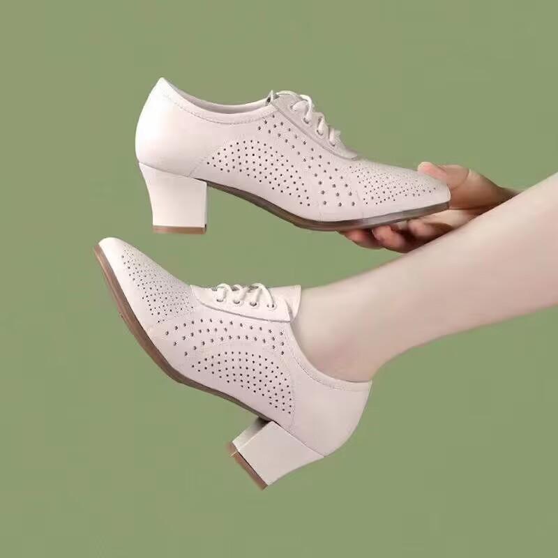 2025 Four Seasons Summer New Breathable Thick-soled Thick Heel Comfortable Large Size Women's Shoes High Heels