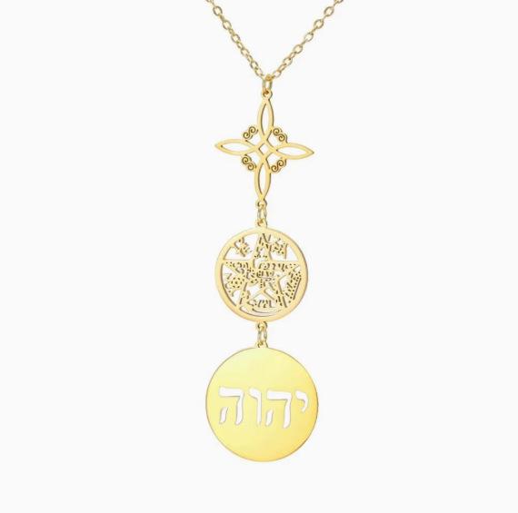 Stainless Steel Double Pendant Necklace with Witch Knot & Star