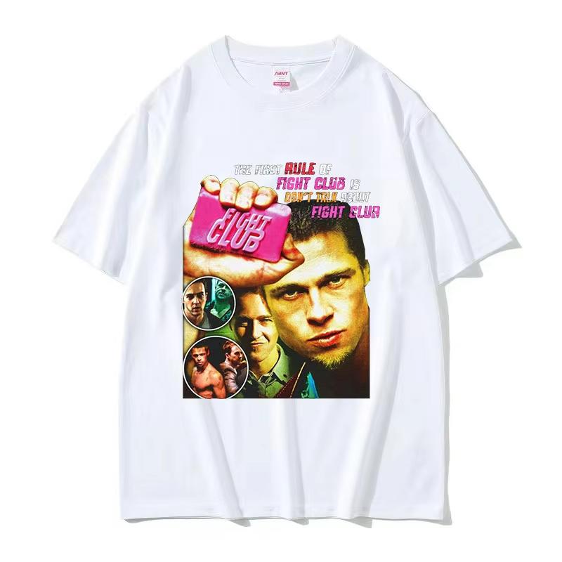 2025 Summer 90s Movie FIGHT CLUB Graphic Tee Shirt Unisexs Hip Hop Vintage Gothic Unisex Fashion 100 Pure Cotton Printed Tshirt