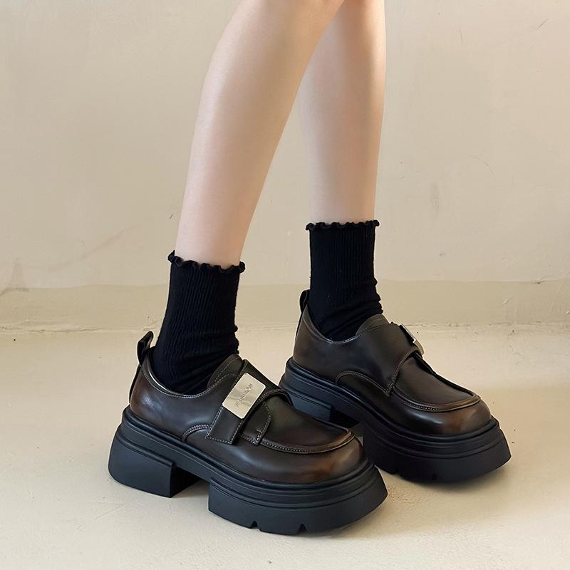Metal buckle Mary Jane small leather shoes women's 2025 new platform Maillard British style loafers spring and autumn single shoes