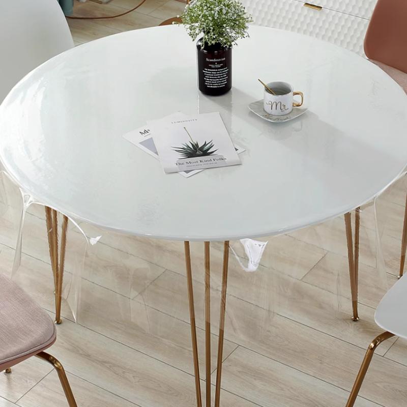 PVC Waterproof and Oil Proof Tablecloth Transparent Plastic Circular Rectangular Dining Table Cloth Dust Protection Film Home Decoration Tables Cover