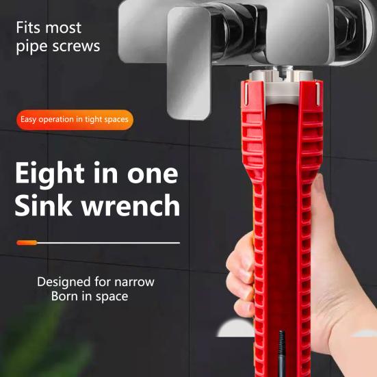 1 Set Sink Wrench Heat Resistant Adjustable Faucet Plumbing Pipe Wrench Home Supply