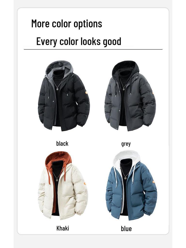 Men's Hooded Cotton Coat Winter 2025 - Thick Faux Two-Piece Warm Jacket