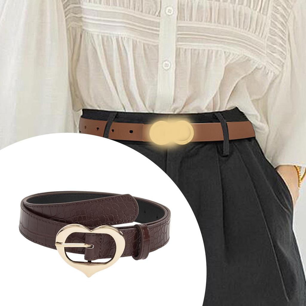Belt, PU Leather Heart Buckle, Retro-single Girdle, Stylish Waistband, Decorative Belt for