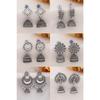 Moda feminina Jhumka Meenakari Kundans Oxidados Flor Templo Sul Indiano Brincos Tradicionais Conjunto estiloso Jhumki Grande Pacote Combinado de 6.