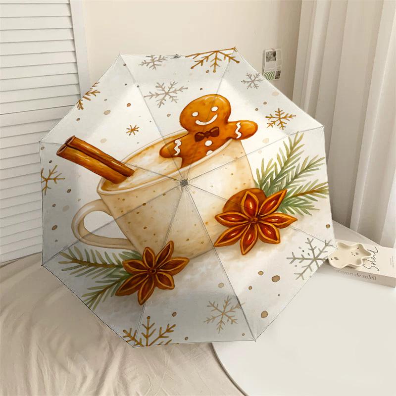 

1PC hot chocolate gingerbread manAutomatic Open/Close Umbrella with Windproof, 8-Rib Sturdy Canopy, Durable Ribs, Fashionable Design1321A