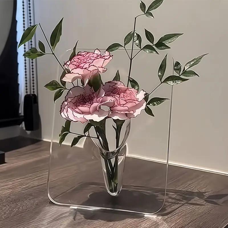

Geometric Vase Photo Frame PET Hydroponic Flower Container for Weddings Office Bedroom Desktop Decor Flower Vases Home Decor