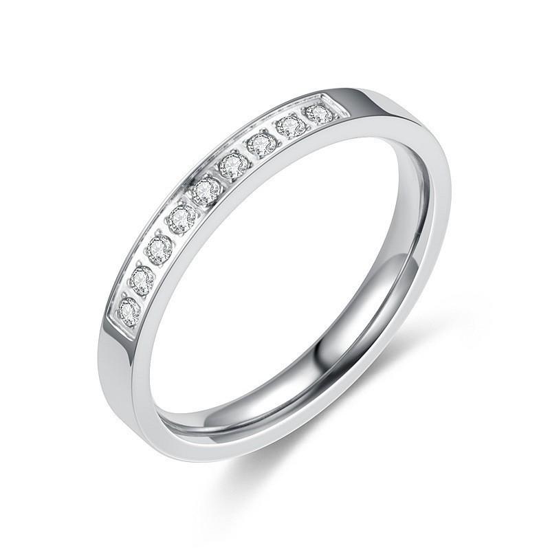 Niche Diamond-Set Titanium Steel Couple Ring - High-End Luxury Jewelry