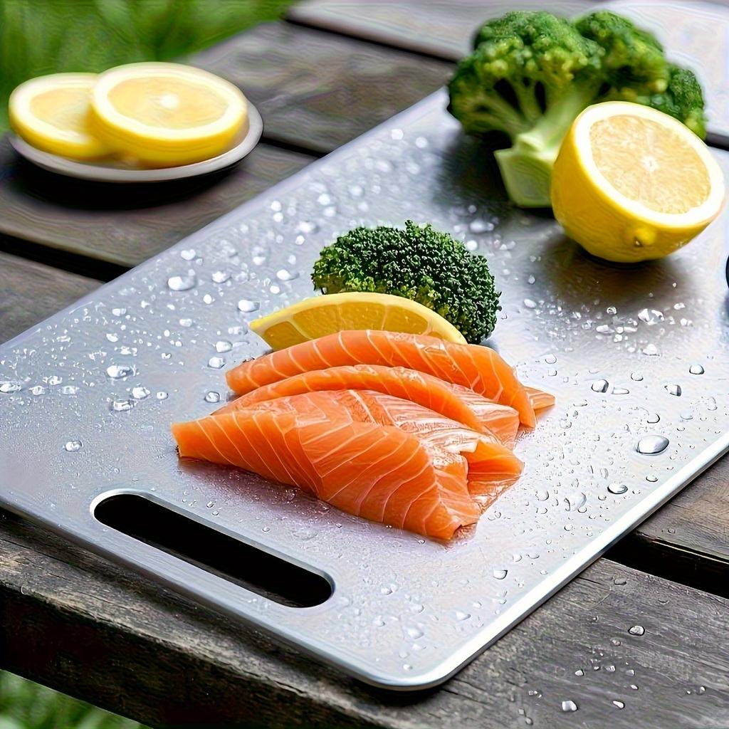 3pcs Premium Stainless Steel Double Sided Cutting Board Set Dual Use for Vegetables Meat Durable Food Grade with Easy Grip