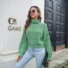 Chic Women Loose Turtleneck Sweater Colorful Blend Balloon Sleeve Autumn Winter Sizes S to L