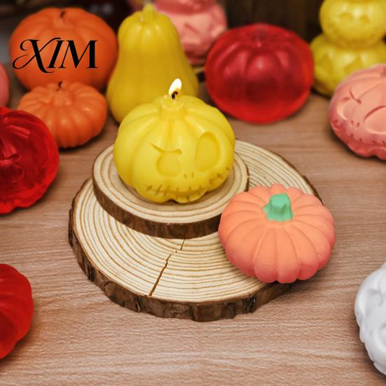 Zement Kürbisform DIY Kerze Silikon für Halloween, Handgemachte Duftkerzen Form, Harzguss Bastelarbeiten Gips Ton Epoxid