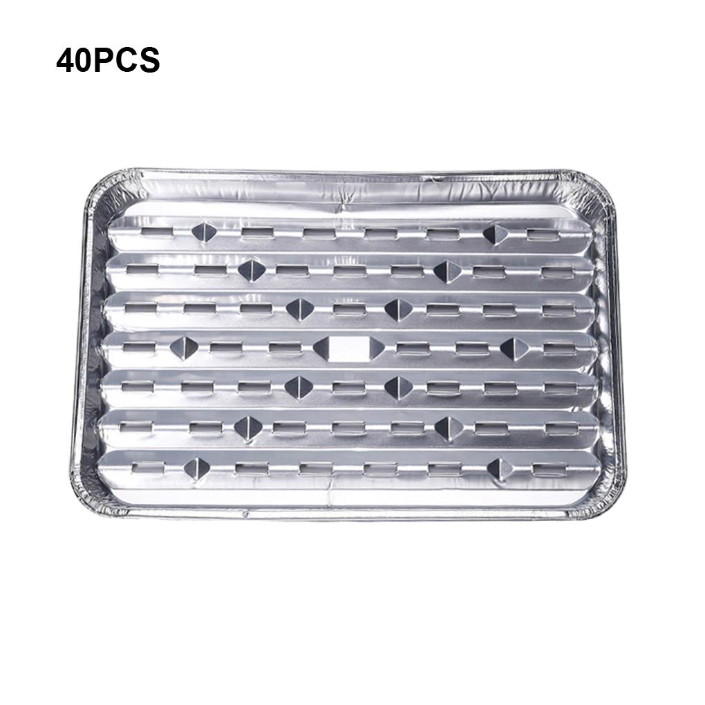 40pieces Aluminum Foil For Outdoor Cooking Disposable Aluminum Foil Barbecue Grilling Trays Safe