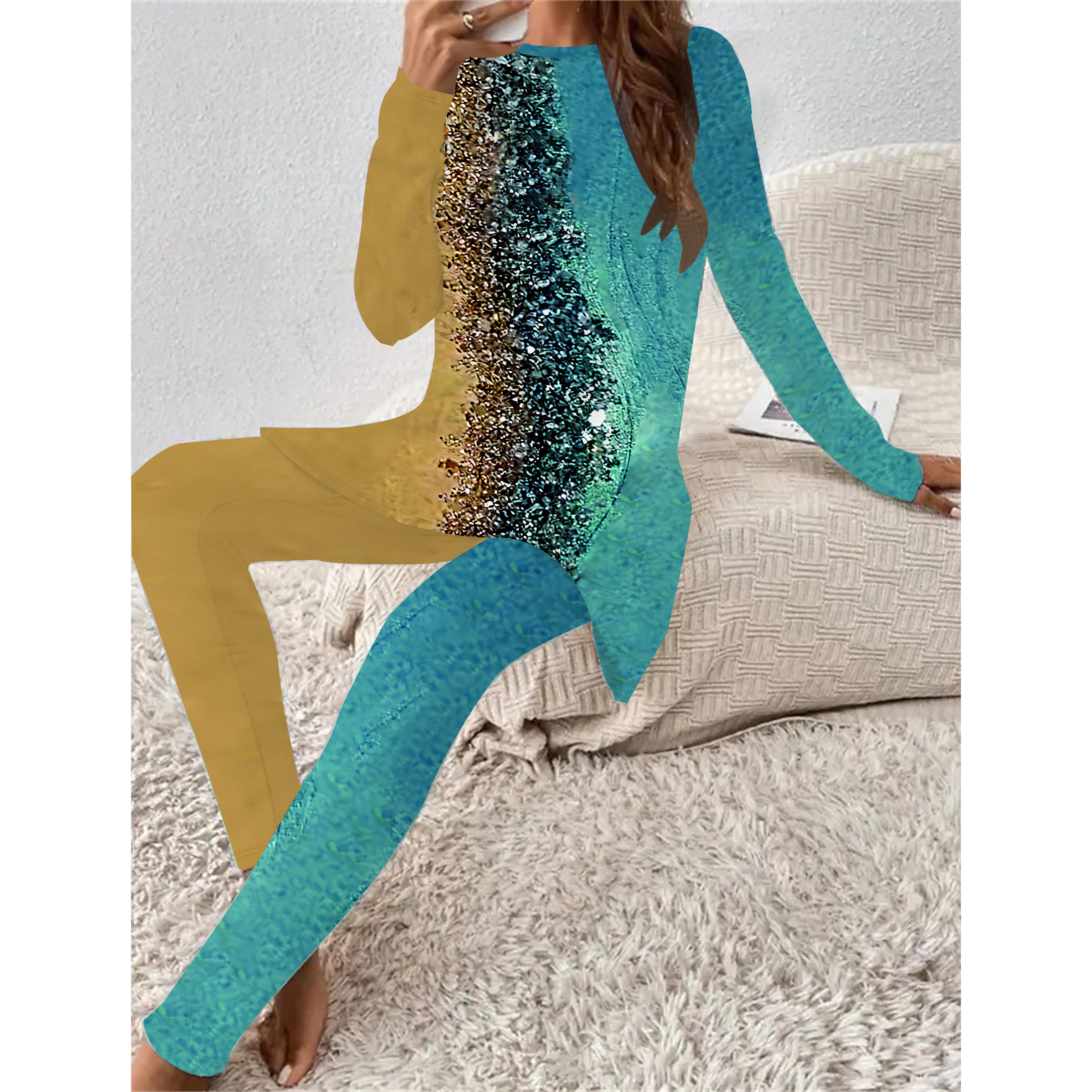 

Евро-американская мода 3D принт под мрамор Женский всесезонный комплект из двух предметов: футболка с длинным рукавом + длинные брюки. Идеальный подарок на Новый год 8XL