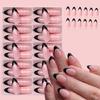 120x/Box Black French Tip False Nails Simple Full Cover Stick On Nails Wearable Almond Press On Nails Manicures Suppliss