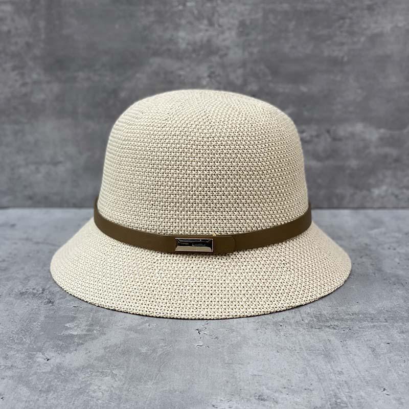Japanese Woven Fabric Belt Dome Casual Retro Bucket Hat Travel Shade Breathable Basin Hat Summer Hat