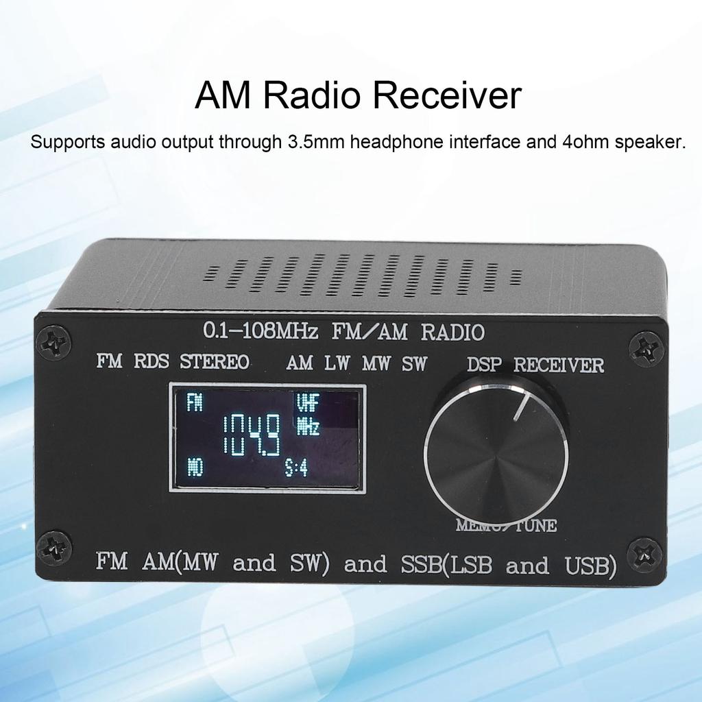 Full Band Radio Receiver FM AM SSB 0.96in Display SMA USB Charging Accessory Set Kit