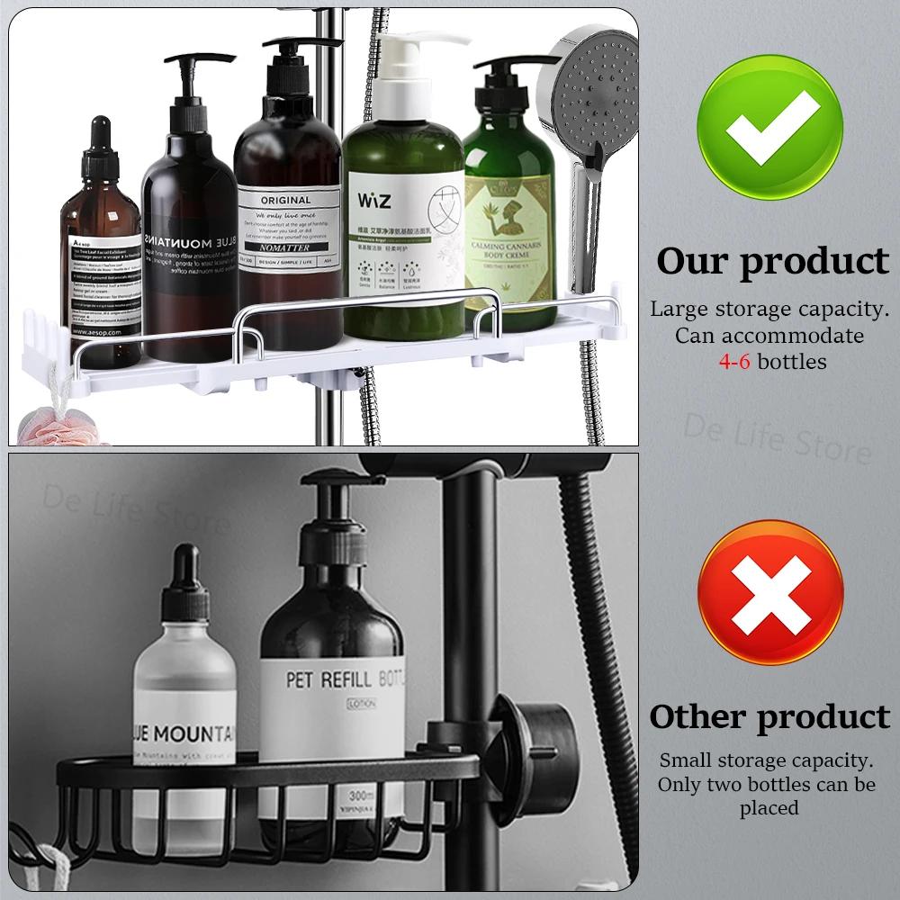 Extendable Shower Shelf Bathroom Shelf Without Drilling Shampoo Tray Shower Storage Holder Bathroom Accessories Wall Mount Shelf