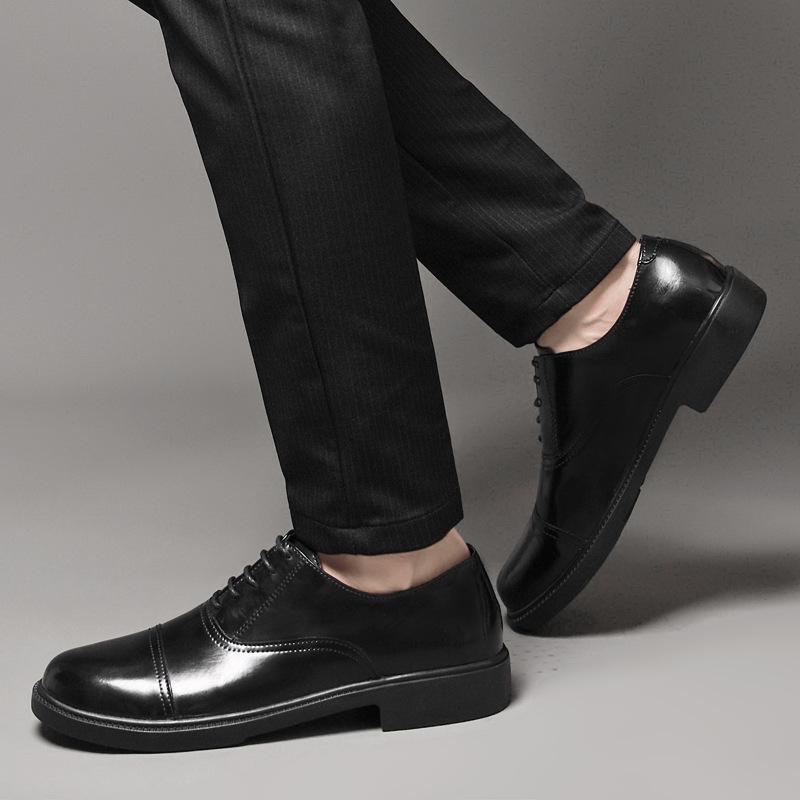 Men's Shoes 2025 Summer New High-end Men's Gentleman's Style Retro Fashion Glossy Lace-up Formal Business Leather Shoes Trend