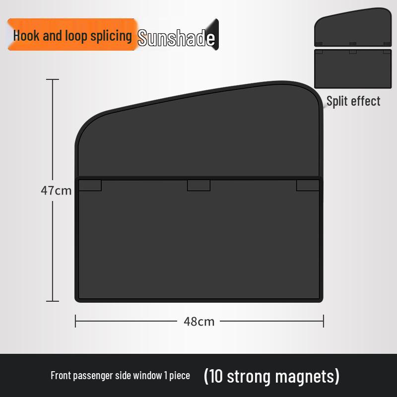 Premium Velcro Magnetic Car Sun Shade - Black Rubber Window Curtain Sun Blocker