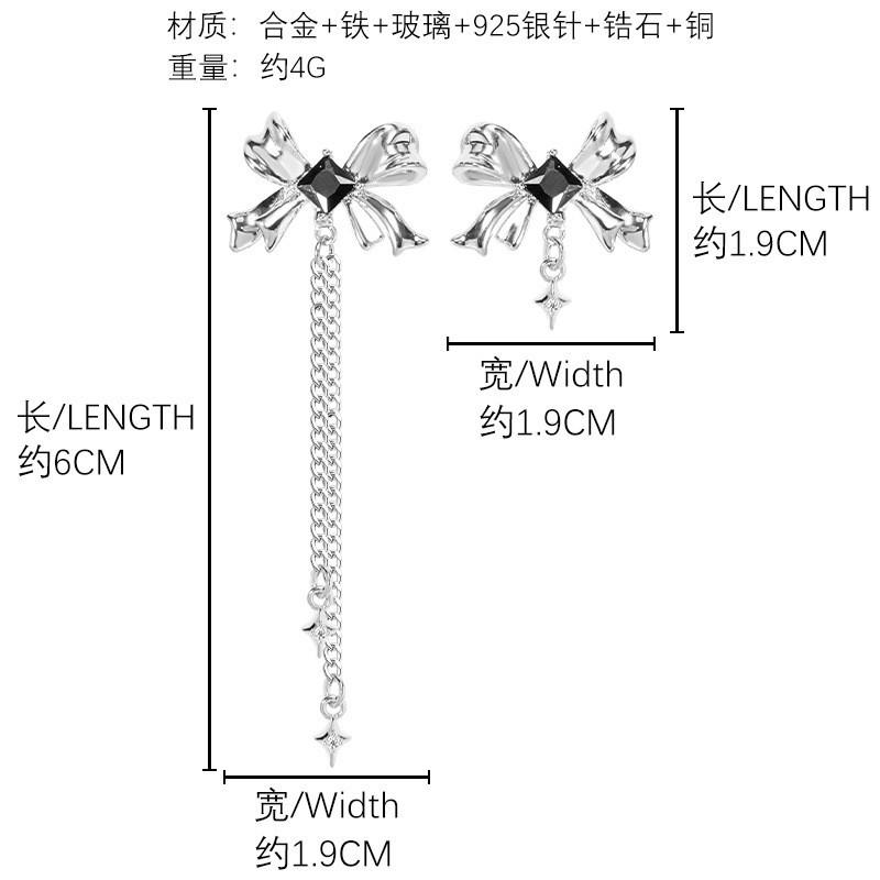 Оригинальные серебряные серьги-бантики легкая роскошь высококачественные длинные серьги простой нишевый дизайн серьги оптом