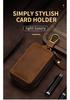Universal Retro Crazy Horse Leather Key Case, Large Capacity Double Layer for Car & Home Keys