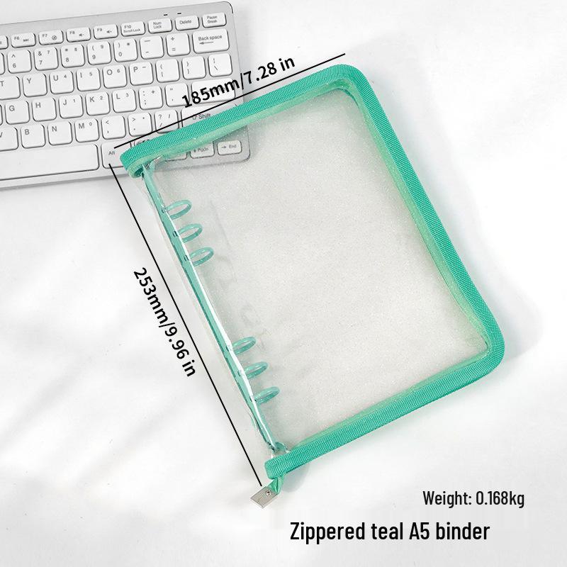 A5 Transparent PVC Ring Binder Notebook Planner, 6-Hole Photo Album with Removable Cover (A6 Compatible)