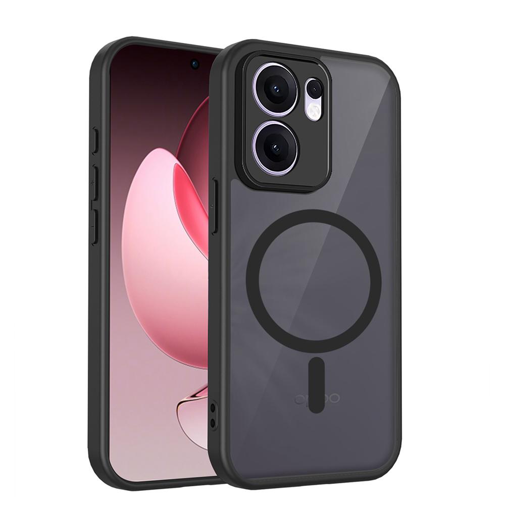 KEYSION Magnetic Phone Case for OPPO Reno 14 Pro 5G Silicone+PC Matte Translucent Clear Shockproof Cover for OPPO Reno14 F 5G