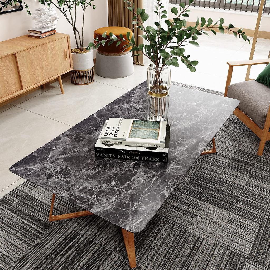 VEELIKE Marmor Tapetenaufkleber, Dick, Schwarz, Marmor-Look Tapete, Abziehbar, Schneidebogen, Innenraumfolie, Stein-Look, 40cm x 900cm, Einfache Anbringung
