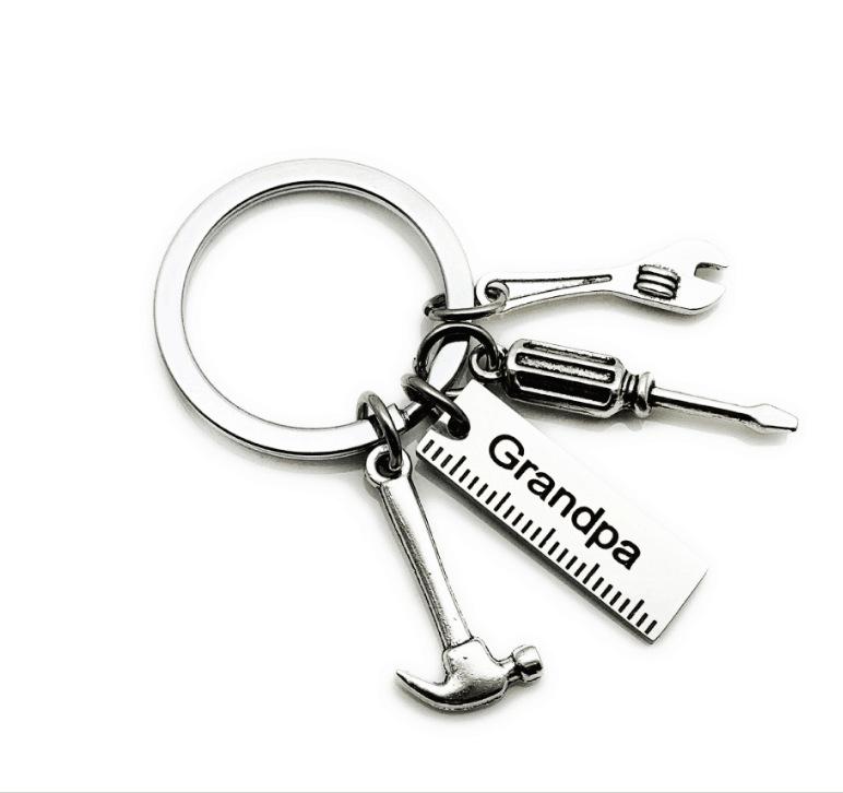 Dad Letters Keychains Creative Hammer Screwdriver Wrench Keyring Handbag Decor Tassel Hanging Pendant Father's Day Gifts