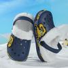Fleece-Lined EVA Clogs with Cartoon Construction Vehicle Design - Warm Slip-On Winter Shoes for Autumn & Winter,Cold Weather Footwear