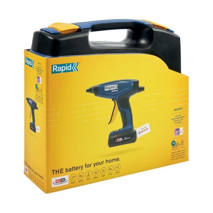 Pistolet À Colle - RAPID - BGX500 - Batterie 18V - Pour Colle Chaude Ø12mm - Coffret (Boîte + Batterie + Chargeur) - (5001514)