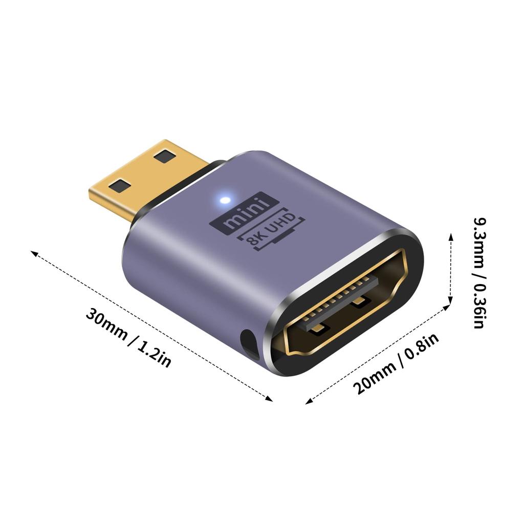 Poyiccot Mini HDMI do HDMI Adapter Konwersyjny 48Gbps Konwersja HDMI Standard Mini HDMI Męski na Żeński Konwerter Adapter Przedłużający Kompatybilny z 1
