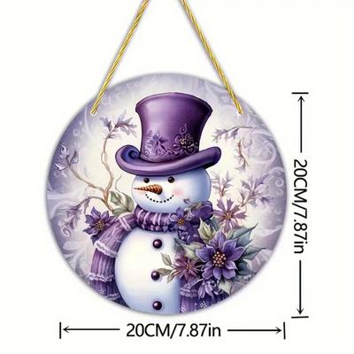 Purple Snowman Winter Decoration for Wall, Door, and Home Decor.