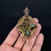 Ammonite Fossil 999 Copper Wire Wrapped Pendant, Handmade Gemstone Jewelry Pendant For Memorial Day