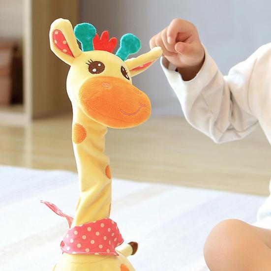 Musical Giraffe Toy with LED Lights Sings Dances Repeats What You Say Plush Giraffe Toy Baby Glowing Dancing Talking Stuffed