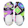 White EVA Clogs with Rainbow Feather Print, Lightweight Slip On Garden Shoes, Breathable Beach Sandals, Indoor Outdoor Slippers for Men Women